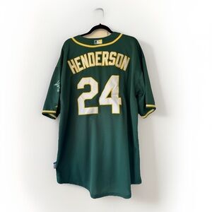 OAKLAND A'S RICKEY HENDERSON Jersey Sz 56 XXL Majestic Cool Base EUC